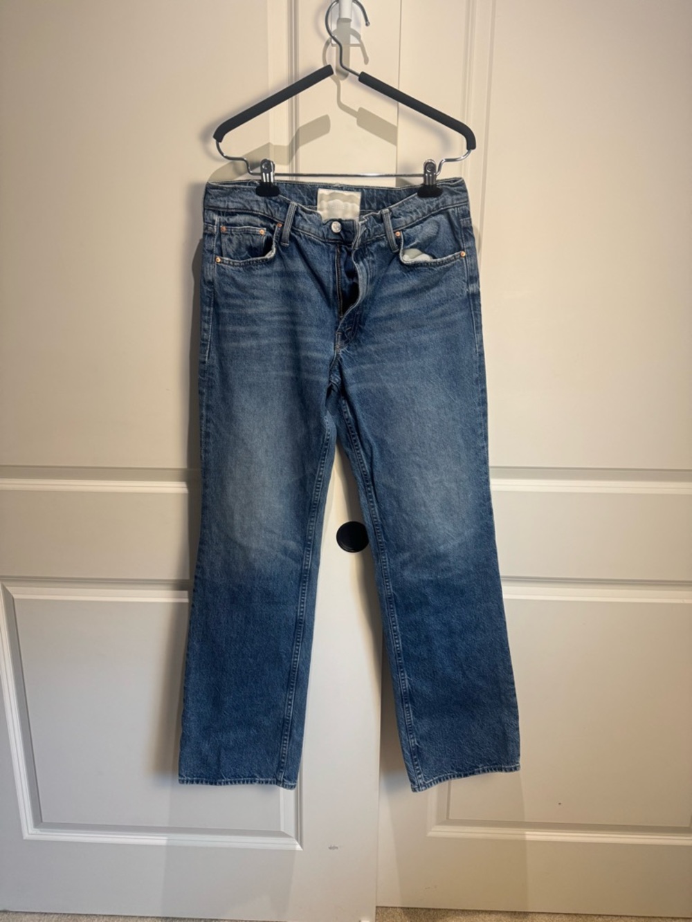 MOTHER the reifler Straight Jeans in Medium Blue Wash